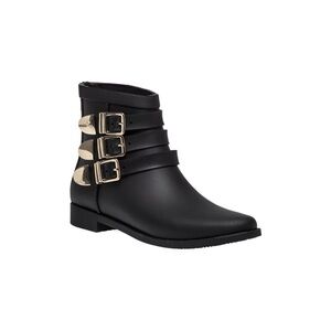 Loeffler Randall Fenton Triple Buckle Ankle Rain Boots in Black